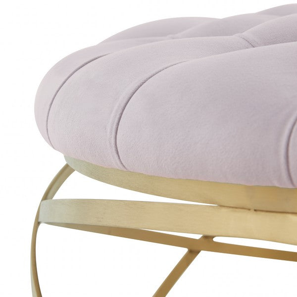 Safavieh Rumi Tufted Velvet Ottoman - Pale Taupe | Ottomans | Modishstore - 4