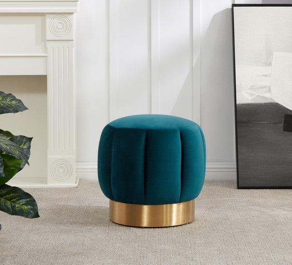 Safavieh Maxine Channel Tufted Otttoman - Petrol | Ottomans | Modishstore