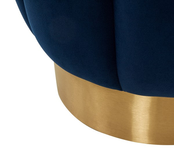 Safavieh Maxine Channel Tufted Otttoman - Navy | Ottomans | Modishstore - 4