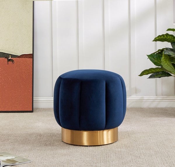 Safavieh Maxine Channel Tufted Otttoman - Navy | Ottomans | Modishstore