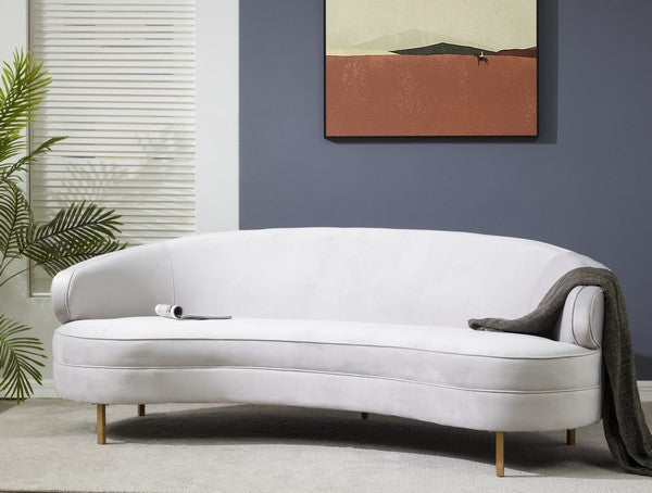 Safavieh Couture Primrose Curved Sofa Light Grey Gold