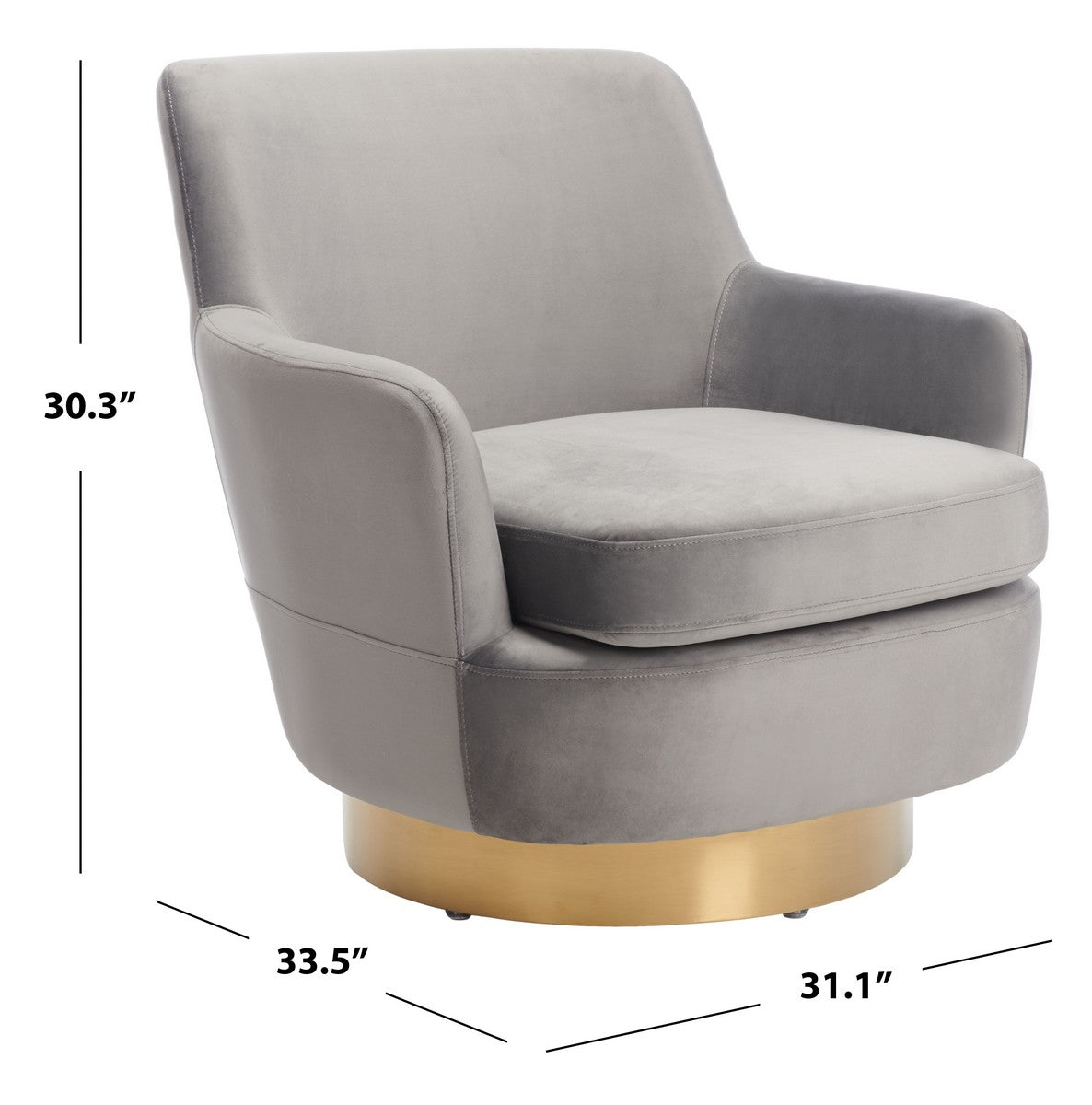 Safavieh Pyrite Velvet Swivel Chair | Accent Chairs | Modishstore - 9