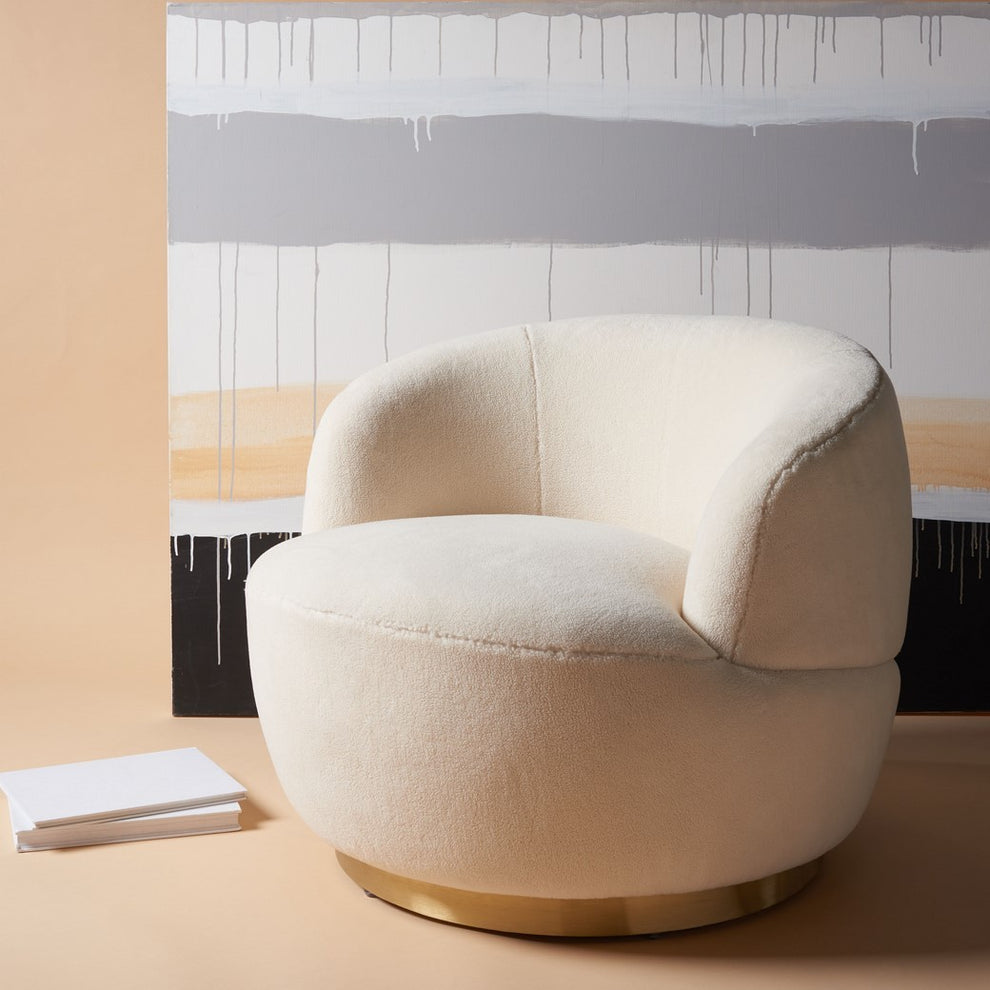 Safavieh Flynn Faux Lamb Wool Swivel Ch | Accent Chairs | Modishstore