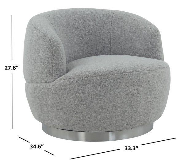 Safavieh Flynn Faux Lamb Wool Swivel Ch - Light Gray | Accent Chairs | Modishstore - 3