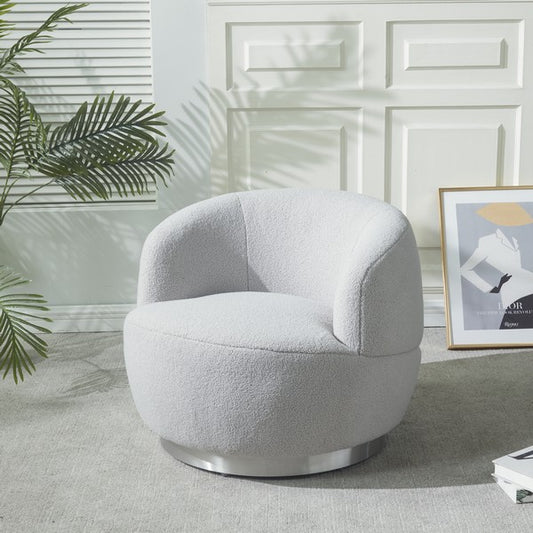 Safavieh Flynn Faux Lamb Wool Swivel Ch - Light Gray | Accent Chairs | Modishstore