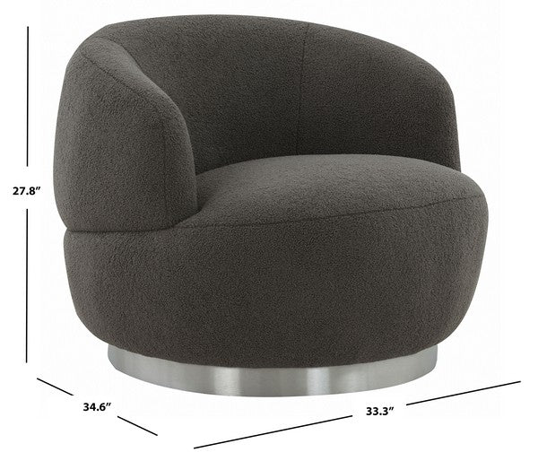 Safavieh Flynn Faux Lamb Wool Swivel Ch - Dark Gray | Accent Chairs | Modishstore - 3