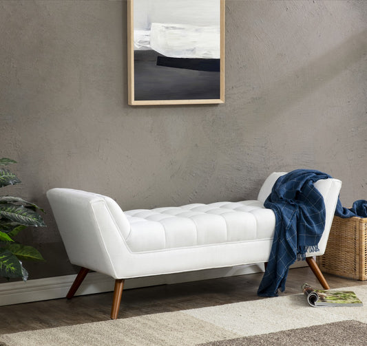 Safavieh Damian Tufted Bench - White | Benches | Modishstore
