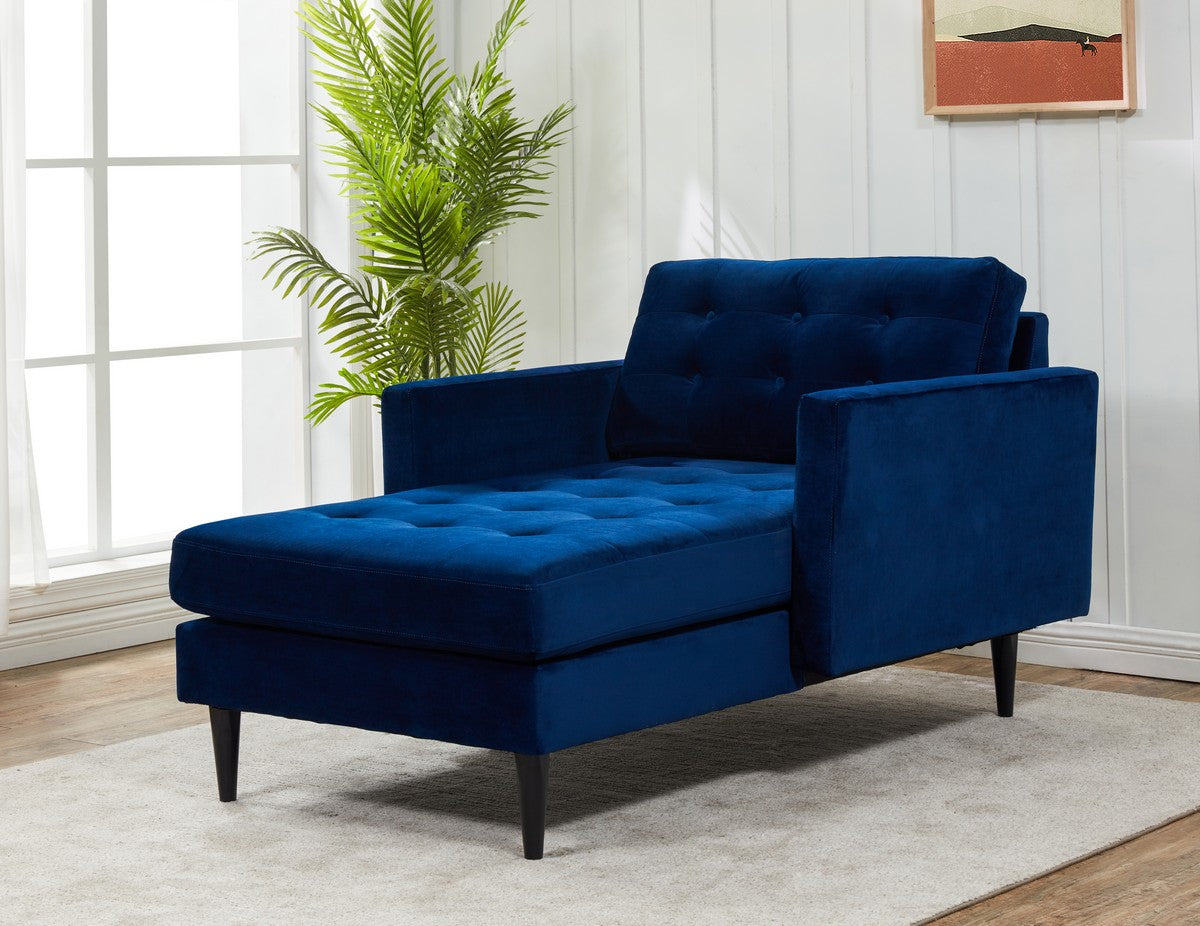 Safavieh Curtis Tufted Chaise - Navy | Lounge Chairs | Modishstore
