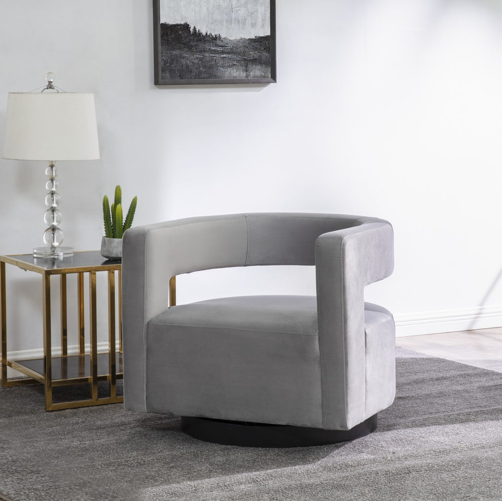 Safavieh Edgar Velvet  Swivel Chair | Accent Chairs | Modishstore - 5