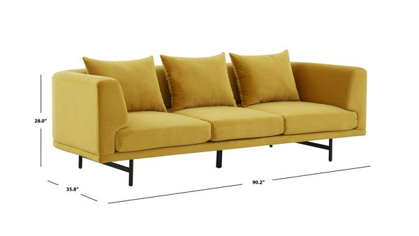 Safavieh Marcy Velvet Sofa - Chartreuse | Sofas | Modishstore - 4