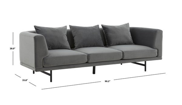 Safavieh Marcy Velvet Sofa - Gray | Sofas | Modishstore - 4