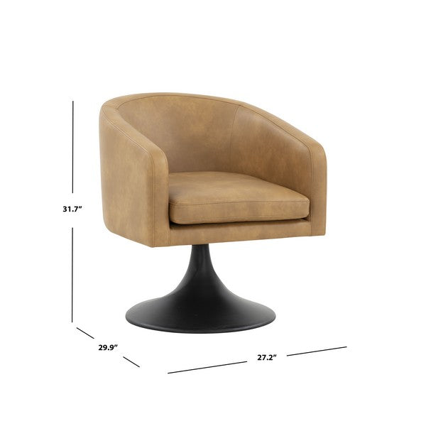 Safavieh Gonzalez Pedastal Chair - Light Brown | Accent Chairs | Modishstore - 3