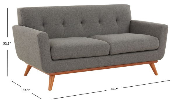 Safavieh Opal Linen Tufted Loveseat - Slate Gray | Loveseats | Modishstore - 3