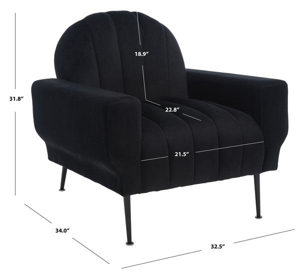 Safavieh Josh Channel Tufted Chair - Black | Accent Chairs | Modishstore - 5