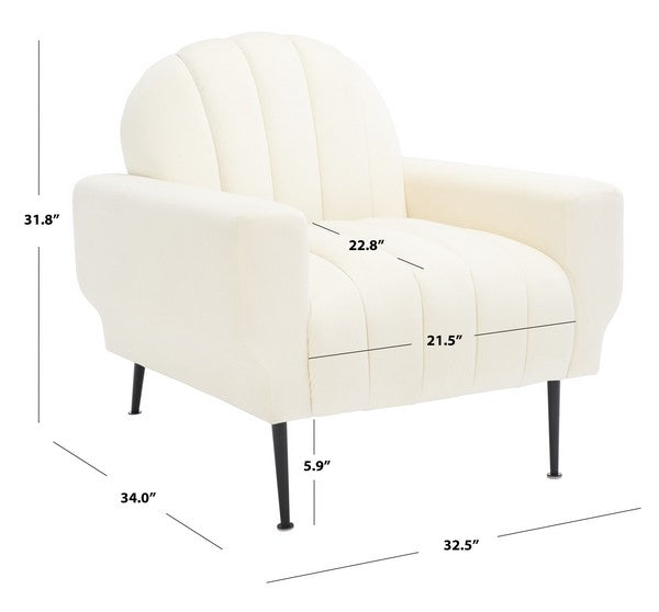Safavieh Josh Channel Tufted Chair - Creme | Accent Chairs | Modishstore - 3