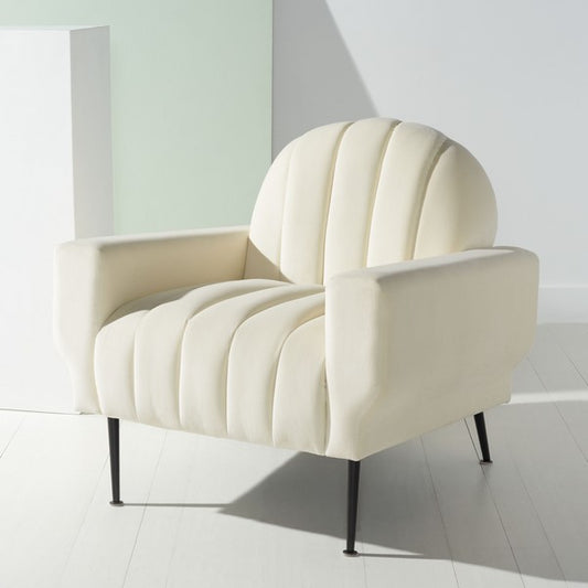 Safavieh Josh Channel Tufted Chair - Creme | Accent Chairs | Modishstore