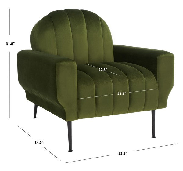 Safavieh Josh Channel Tufted Chair - Forest Green | Accent Chairs | Modishstore - 5