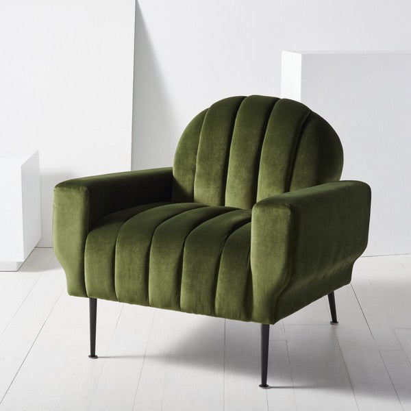 Safavieh Josh Channel Tufted Chair - Forest Green | Accent Chairs | Modishstore