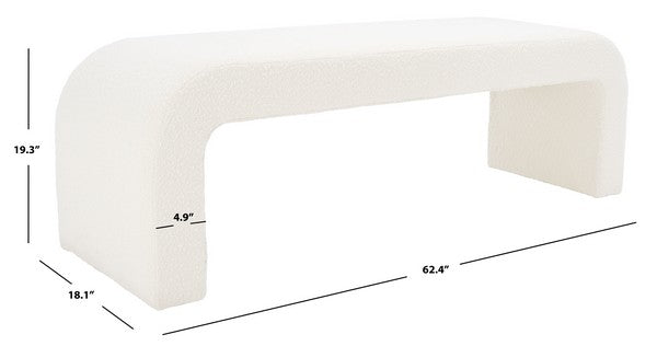 Safavieh Caralynn Upholstered Bench - Ivory | Benches | Modishstore - 3
