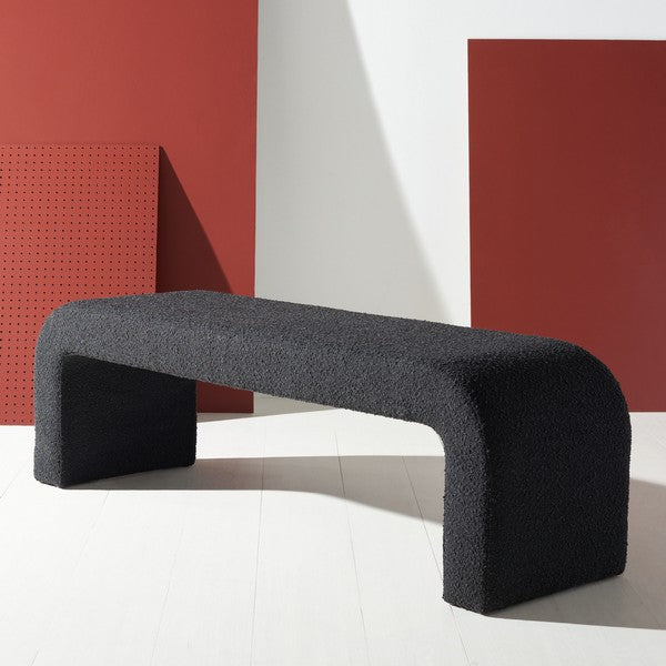 Safavieh Caralynn Upholstered Bench - Black | Benches | Modishstore