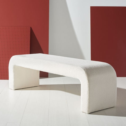 Safavieh Caralynn Upholstered Bench - White | Benches | Modishstore