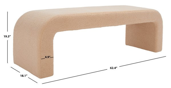 Safavieh Caralynn Upholstered Bench - Tan | Benches | Modishstore - 4