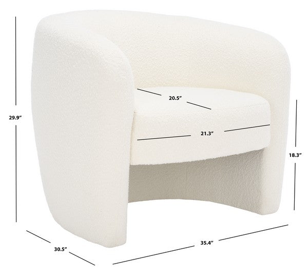 Safavieh Everly Barrel Back Accent Chai - Ivory | Accent Chairs | Modishstore - 3
