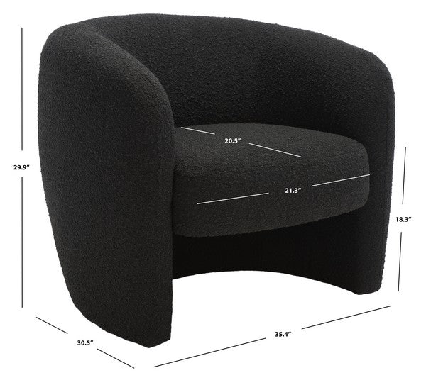 Safavieh Everly Barrel Back Accent Chai - Black | Accent Chairs | Modishstore - 3