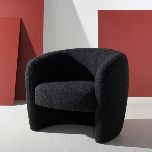 Safavieh Everly Barrel Back Accent Chai - Black | Accent Chairs | Modishstore