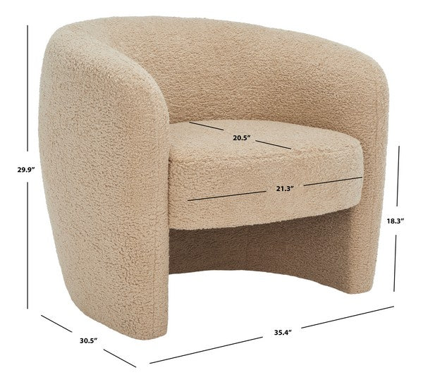 Safavieh Everly Barrel Back Accent Chai - Light Brown | Accent Chairs | Modishstore - 3