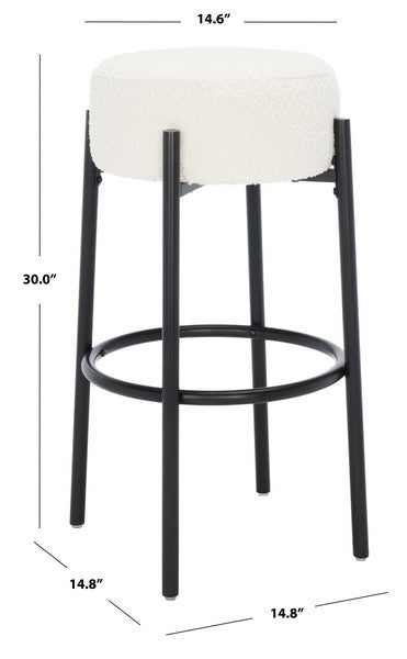 Safavieh Paisleigh Metal Leg Barstool - Ivory | Bar Stools | Modishstore - 3