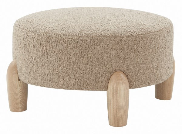 Safavieh Perez Scandinavian Rd Ottoman - Light Brown | Ottomans | Modishstore - 3