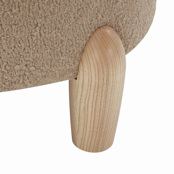 Safavieh Perez Scandinavian Rd Ottoman - Light Brown | Ottomans | Modishstore - 5