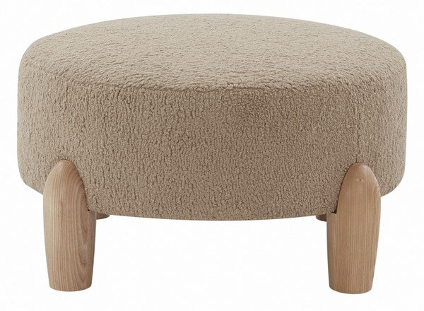 Safavieh Perez Scandinavian Rd Ottoman - Light Brown | Ottomans | Modishstore - 2