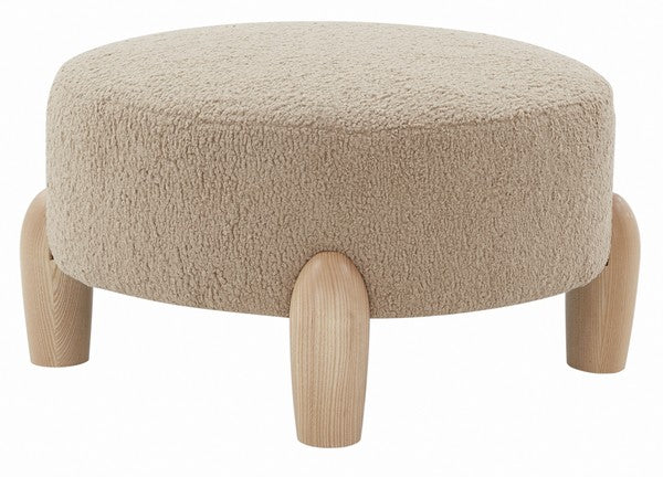 Safavieh Perez Scandinavian Rd Ottoman - Light Brown | Ottomans | Modishstore - 4