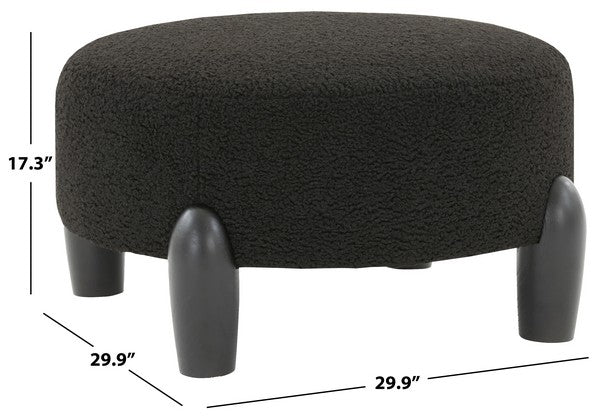 Safavieh Perez Scandinavian Rd Ottoman - Black | Ottomans | Modishstore - 3