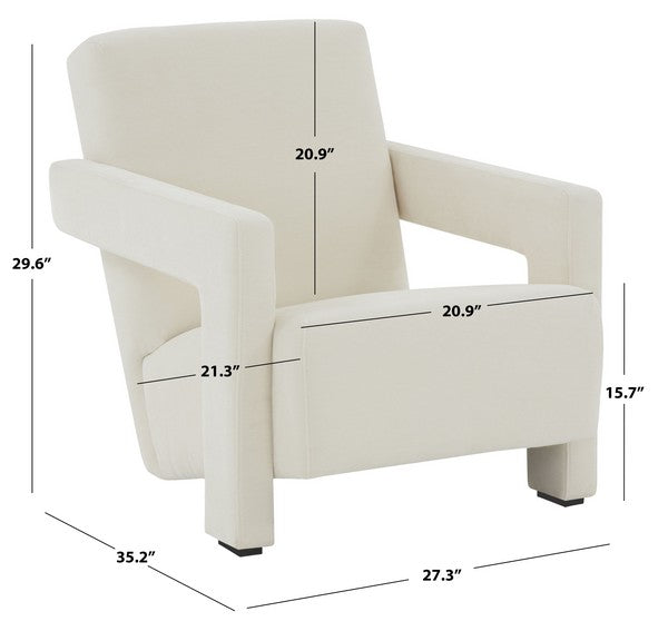 Safavieh Taylor Modern Velvet Acc Chair - Ivory | Accent Chairs | Modishstore - 3