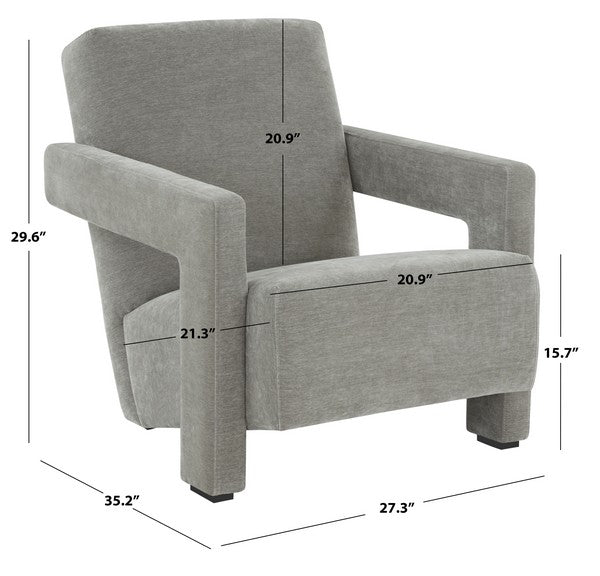 Safavieh Taylor Modern Velvet Acc Chair - Gray | Accent Chairs | Modishstore - 3