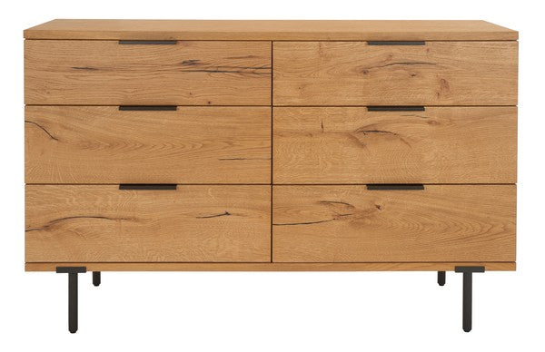 Safavieh Elizabella 6 Drawer Wood Dress - Oak | Dressers | Modishstore - 2