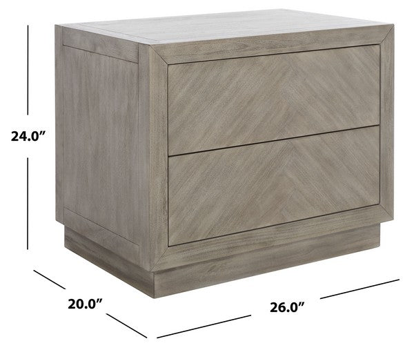 Safavieh Steve 2 Drawer Wood Nightstand - Light Gray | Nightstands | Modishstore - 3