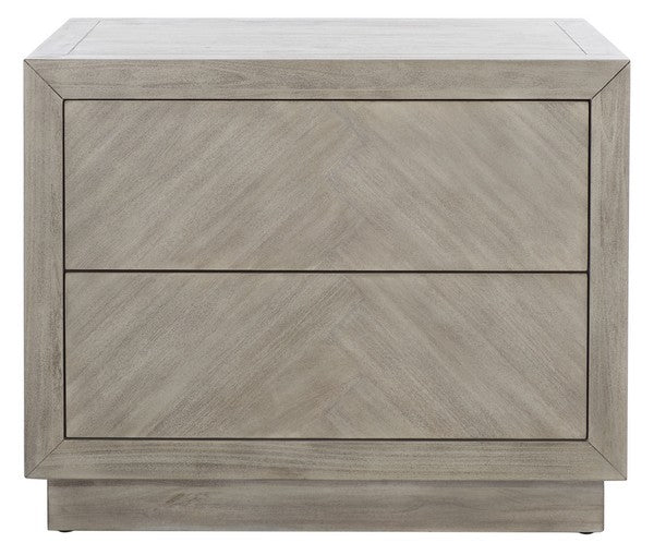 Safavieh Steve 2 Drawer Wood Nightstand - Light Gray | Nightstands | Modishstore - 2