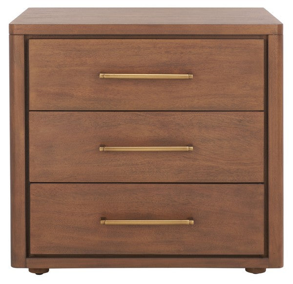 Safavieh Rosey 3 Drawer Wood Nightstand - Brown | Nightstands | Modishstore - 2