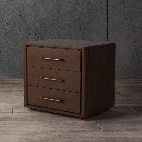 Safavieh Rosey 3 Drawer Wood Nightstand - Brown | Nightstands | Modishstore