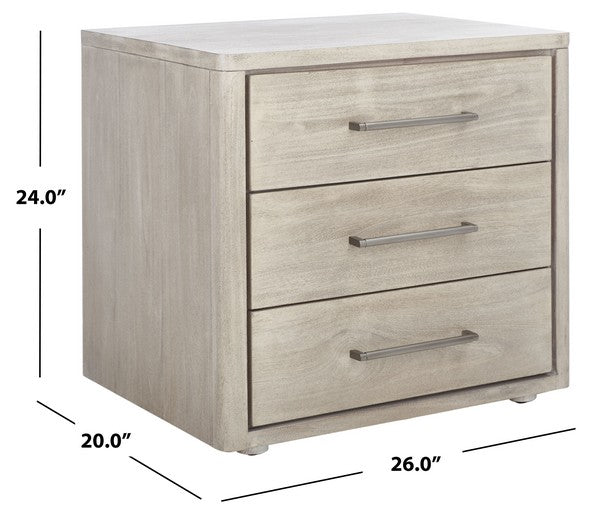 Safavieh Rosey 3 Drawer Wood Nightstand - Light Gray | Nightstands | Modishstore - 3