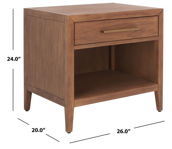 Safavieh Ariella 1 Drawer Wd Nightstand - Brown | Nightstands | Modishstore - 3