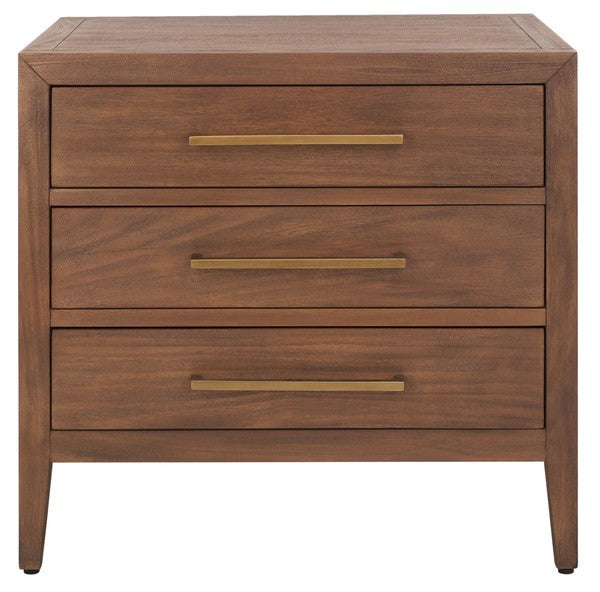 Safavieh Ariella 3 Drawer Wd Nightstand - Brown | Nightstands | Modishstore - 2