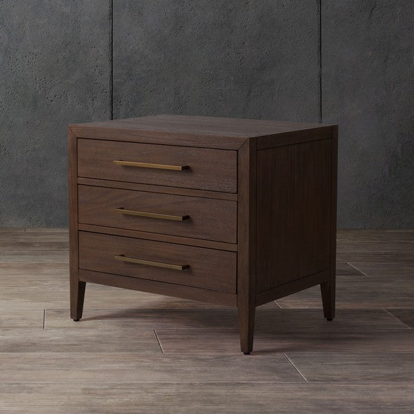 Safavieh Ariella 3 Drawer Wd Nightstand - Brown | Nightstands | Modishstore