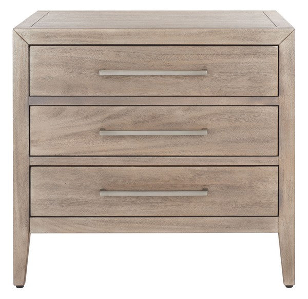 Safavieh Ariella 3 Drawer Wd Nightstand - Light Brown | Nightstands | Modishstore - 2