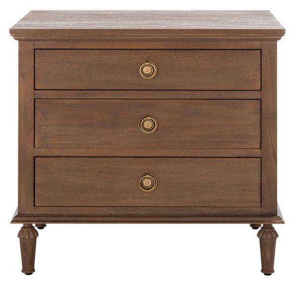 Safavieh Lisabet 3 Drawer Wd Nightstand - Brown | Nightstands | Modishstore - 2