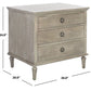 Safavieh Lisabet 3 Drawer Wd Nightstand - Light Gray | Nightstands | Modishstore - 3